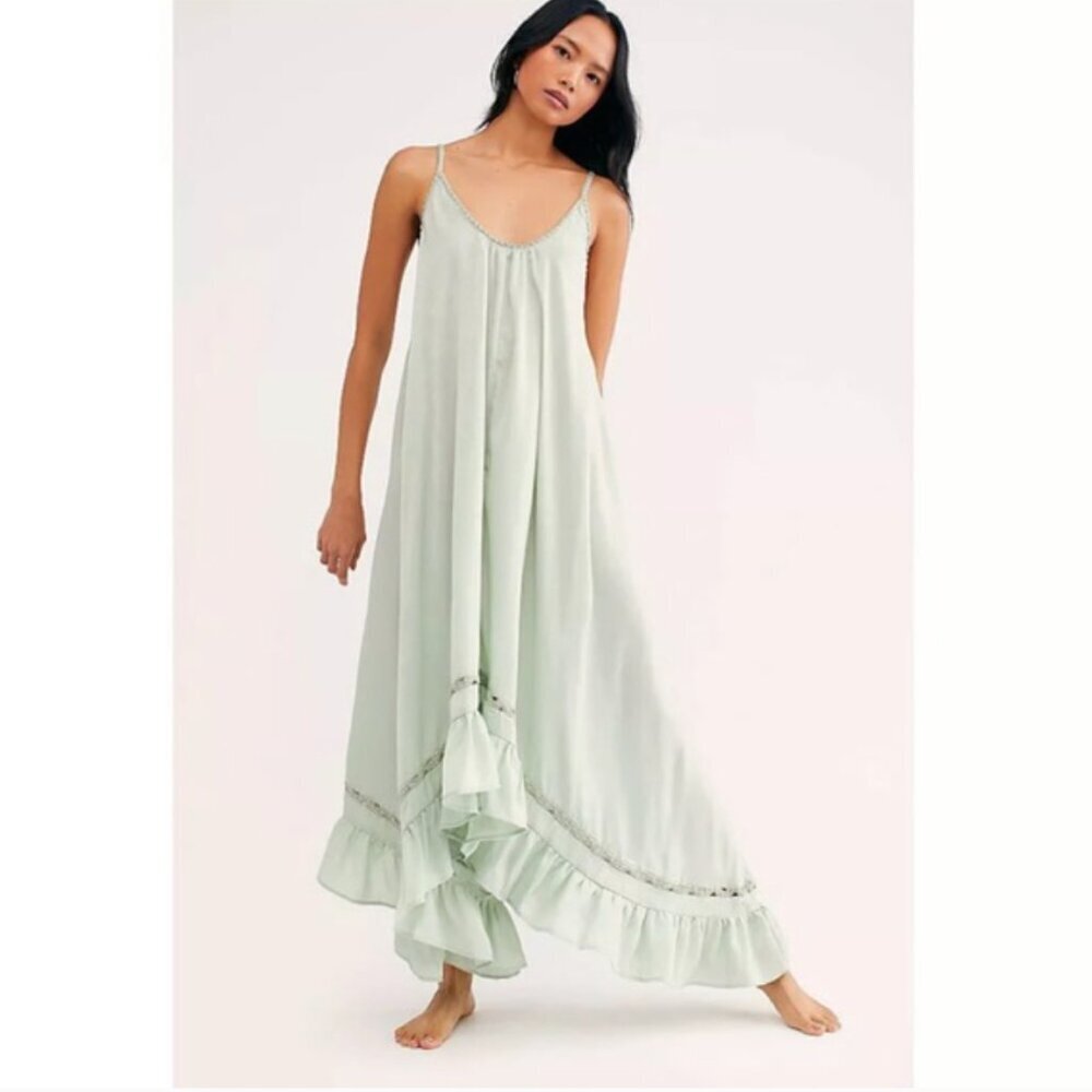 Free People Intimately Amor Amor Maxi Slip Dusty Sage Size XS